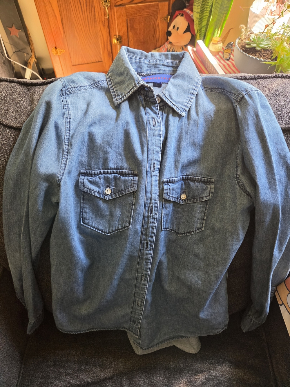 Aeropostale Women's Denim Button-Down Shirt - Light Blue
